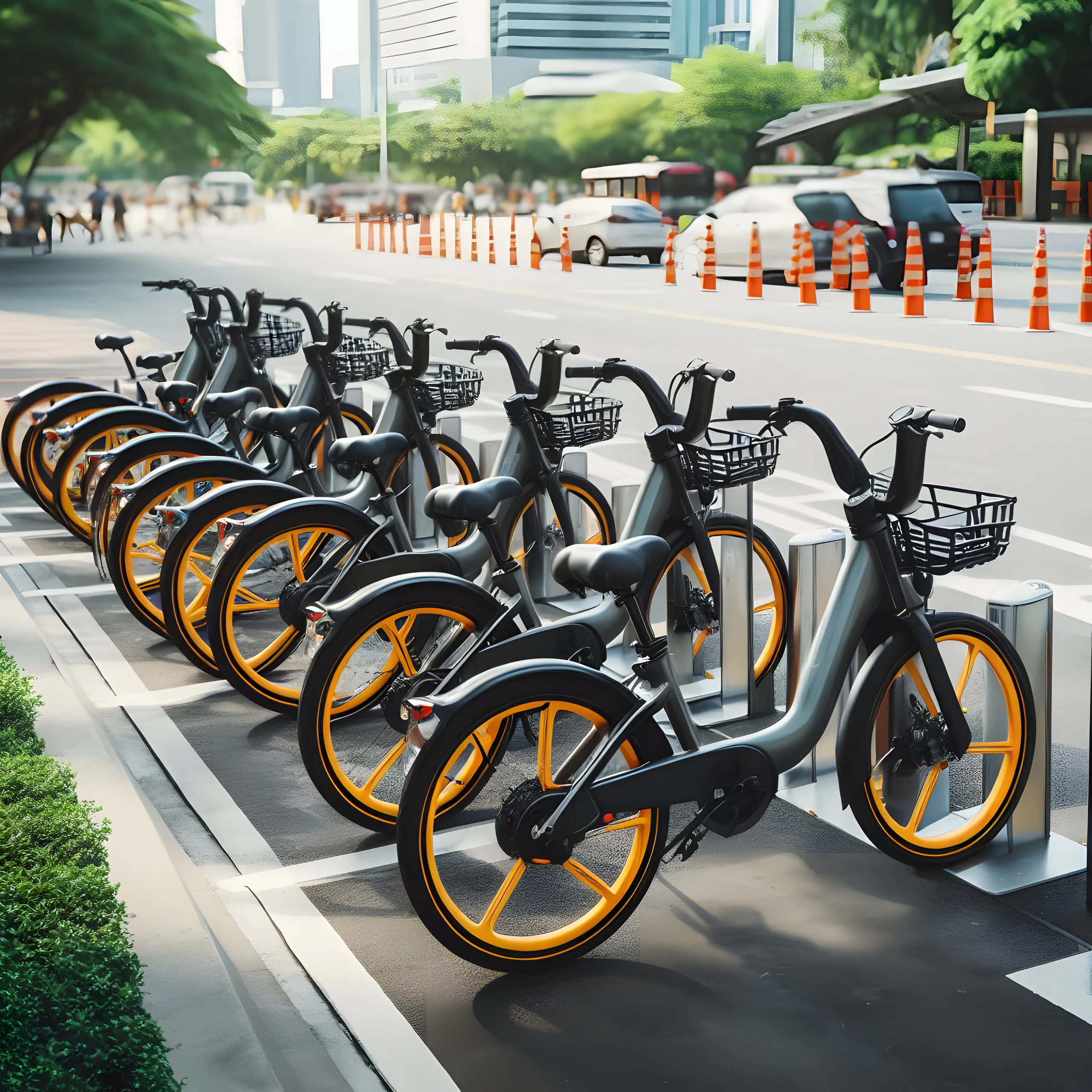 Illustration of an electric bicycle beside insurance documents on a New Jersey street, representing coverage questions under the state's new e-bike law.