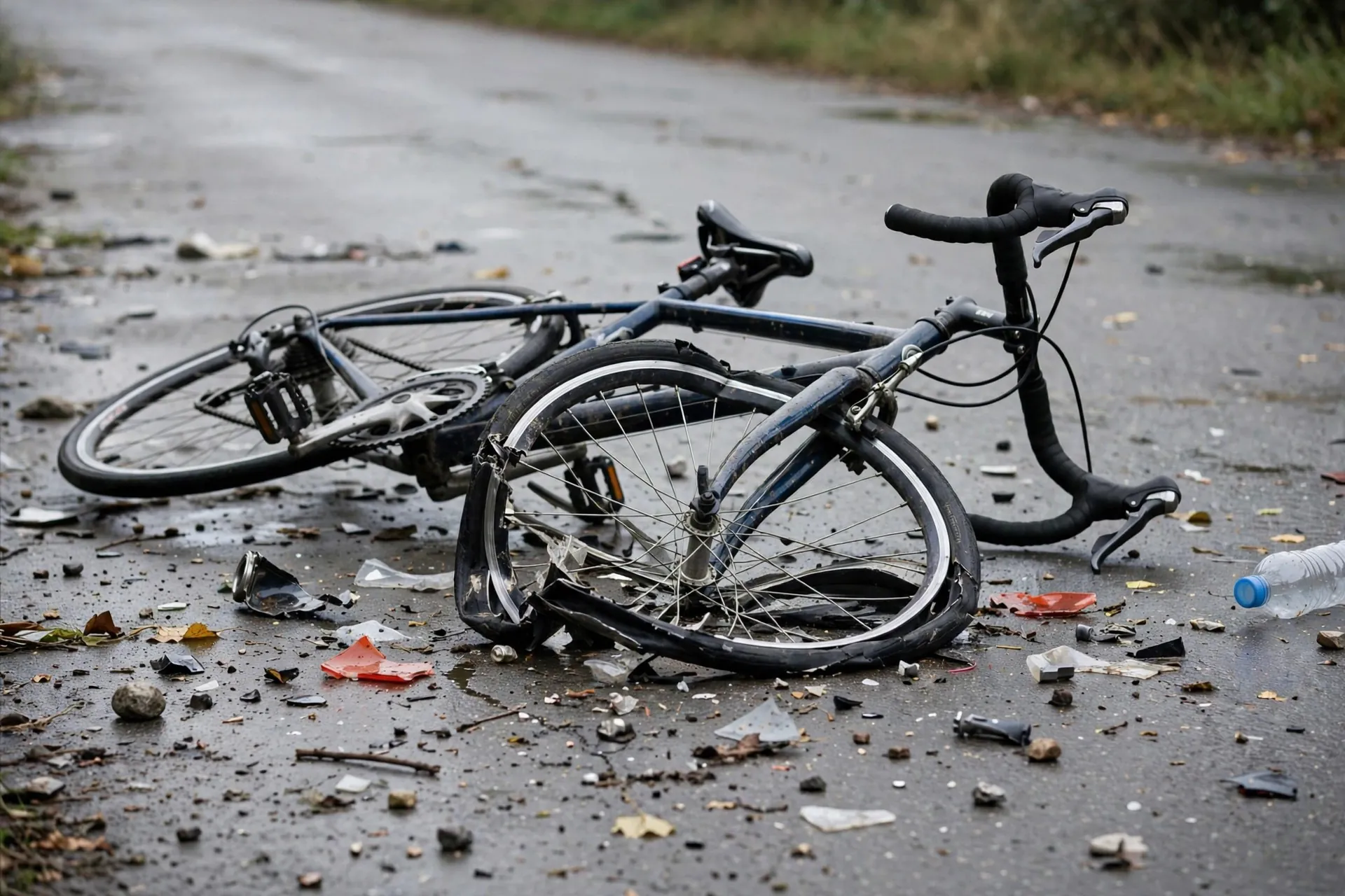 AI-generated damaged bicycle after a crash — bicycle accident legal help from The Epstein Law Firm