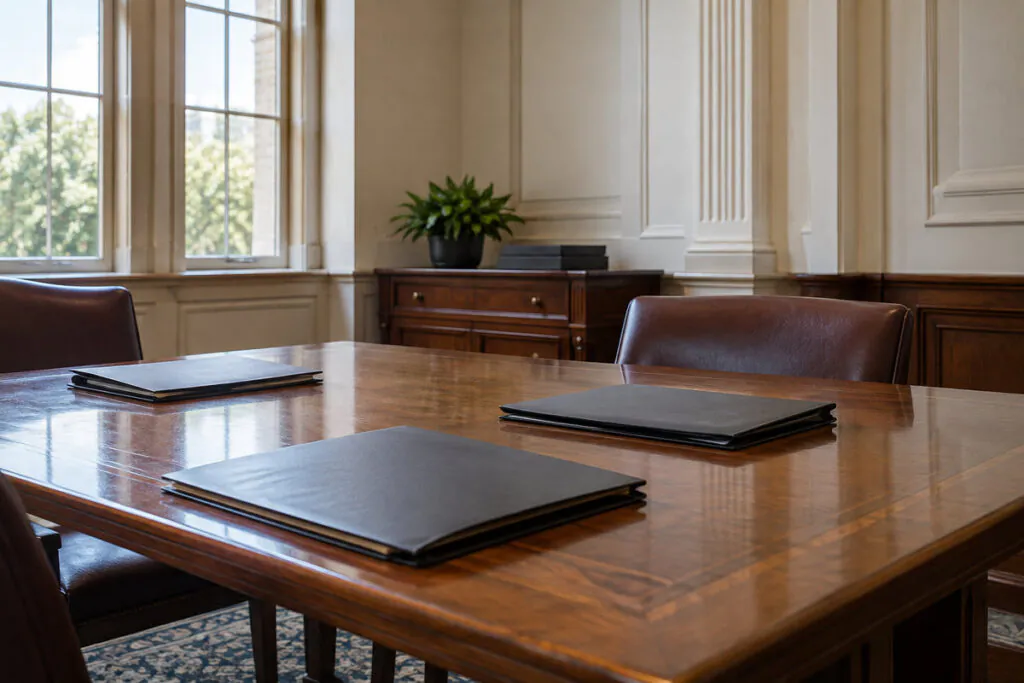 Empty courthouse consultation room